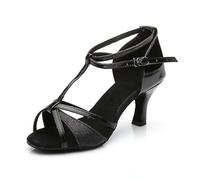 Zapatos de Baile Latino con Suela blanda y Tacones cómodos para practicar Baile Social. (Black #2, 40)