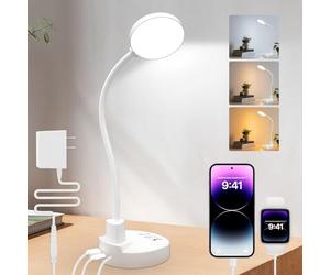 ZAPLIT 15W Lampada da scrivania 60 LED con USB-A e USB-C - Dimmerabile, 3 Temperature di Colore, 5 Livelli di Luminosità, 4 Timer, Collo d'oca Flessibile a 360°, Salva Occhi