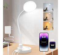 ZAPLIT 15W Lampada da scrivania 78 LED con USB-A e USB-C - Dimmerabile, 3 Temperature di Colore, 5 Livelli di Luminosità, 4 Timer, Collo d'oca Flessibile a 360°, Salva Occhi