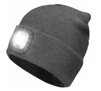 ZAPLIT Berretto a LED Ricaricabile USB, Frontale Senza Mani con 3 Modalità Luce, Cappello Caldo per Campeggio, Corsa, passeggiate col Cane - Uomo, Papà, Teenager