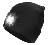 ZAPLIT Berretto a LED Ricaricabile USB, Frontale Senza Mani con 3 Modalità Luce, Cappello Caldo per Campeggio, Corsa, passeggiate col Cane - Uomo, Papà, Teenager