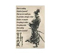 ZAPORA Poster su tela giapponese samurai stratega Miyamoto Musashi, decorazione per camera da letto, sport, ufficio, stanza, regalo, senza cornice, 60 x 90 cm