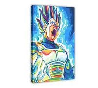 ZAPORA Poster su tela, motivo anime Son Goku, decorazione per camera da letto, sport, ufficio, camera da letto, regalo, con cornice, 30 x 45 cm