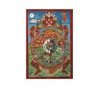 ZAPORA Poster su tela, motivo: La ruota della vita, stampa del Tibet del XIX - XX secolo, decorazione per camera da letto, sport, ufficio, camera da letto, regalo, senza cornice, 30 x 45 cm