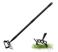 Zappa a zappa, 130 cm, 2 in 1, con manico lungo regolabile, zappa con staffa a 4 denti, in acciaio inox, per diserbo e piantare