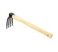 Zappa Carsica con 4 Denti - Acciaio Forgiato, Rende il Giardinaggio più Facile di SHW-FIRE, Rastrello da Giardino con Manico in Legno Zappa Combinata con Forchetta Zappa Attrezzo