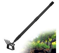 Zappa da giardino, 124 cm, 2 in 1, attrezzi da giardino con punta a 4 denti, con manico lungo regolabile per erbacce, terreno allentato