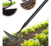 Zappa da giardino 2 in 1 per diserbo e coltivatore, zappa da giardino resistente da 132,1 cm con rastrello a 3 denti, manico lungo, strumenti per la rimozione delle erbacce per giardinaggio
