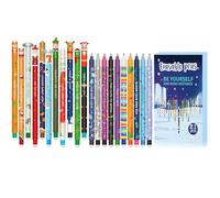 ZappelStift 21 penne gel-cancellabili natalizie con inchiostro a gomma termosensibile, colori assortiti e design a stelo, punta da 0,7 mm, motivo: animali