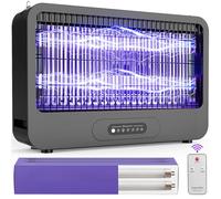 Zapper elettrico per insetti interni zanzariere con potente griglia doppia 3500 V e telecomando, trappola per mosche per cortile, cortile, casa, cucina, campeggio, include 2 lampadine