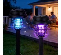 Zapper per zanzare e paletto da giardino a energia solare, Smart Solar Dual-Mode Garden Zapper, ABS impermeabile, per esterni, zanzare e insetti volanti per moscerini, mosche, trappola per cortile (2