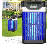 Zapper solare per esterni e interni, doppio pannello solare pieghevole con funzione di sensore automatico, trappola per mosche senza fili ricaricabile tramite USB, 4200 V