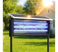 Zapper solare per insetti all'aperto, 30 W, grande, antizanzare elettrico, impermeabile e portatile, trappola per insetti volante ricaricabile per patio, cortile, giardino, casa, campeggio, nero