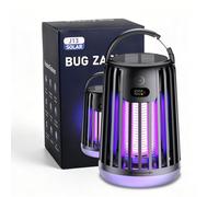 Zapper solare per insetti per esterni e interni, 2000 V ad alta tensione con display digitale, trappola portatile a LED per mosche e luce ambientale, Zapper per insetti ricaricabile solare/USB per