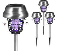 Zapper solare per uso esterno, trappola per zanzare, respinge moscerini e piccoli insetti volanti, ad energia solare, 4 pezzi
