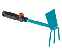 Zappetta Gardena Combisystem: Zappa Doppia Tridente per Dissodare/Aerare e Diserbare Il Terreno, Larghezza 6,5 Cm, Impugnatura Ergonomica (8915-20)