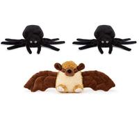 Zappi Co Giocattolo di peluche morbido e coccoloso per bambini - Compagno perfetto per bambini e neonati (12-15 cm) (x2 Ragni + 1 Pipistrello)