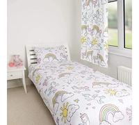 Zappi Co Set copripiumino singolo con unicorno (200 x 135 cm) e federa (48 x 74 cm), perfetto per letti da bambina, motivo: castello delle fate