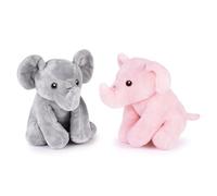 Zappi Co Set di Elefanti Peluche Rosa + Grigio (15cm) Duo con la Proboscide - Morbido, Coccoloso, 100% Riciclato - Coppia Perfetta