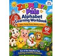 ZappyBarn Pals Alphabet Learning Workbook: Letters, Tracing, Phonics, Matching, and Beginning Sounds for Preschool & Kindergarten Kids Ages 3-6