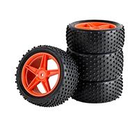 ZAPYVET 4 Pezzi Pneumatici in Gomma ABS WheeI 2 Anteriori Posteriori, for HSP, 1:10 Buggy RC 66010-66030 Set di Ruote da Corsa RC(Rot)