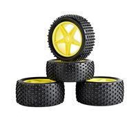 ZAPYVET 4 Pezzi Pneumatici in Gomma ABS WheeI 2 Anteriori Posteriori, for HSP, 1:10 Buggy RC 66010-66030 Set di Ruote da Corsa RC(Yellow)
