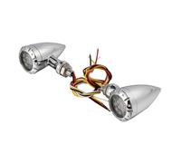 ZAPYVET Indicatore di direzione con luce integrata da 10 mm for moto, nero cromato, for Harley, motociclette Cruiser Choppers Indicatore di direzione per moto(Chrome)
