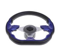 ZAPYVET Volante di ricambio for barca pontone sportiva marina in alluminio stile battaglia da 320 mm, impugnatura in schiuma morbida, accessori for auto blu Timone per barca