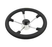 ZAPYVET Volante in acciaio inossidabile marino da 13-1/2 pollici for yacht con impugnatura in schiuma nera, accessori for barche, albero da 3/4 pollici Timone per barca
