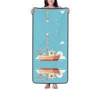 ZAQXSWCDEV A Ship On The Sea Surface Coral Velvet Asciugamano da bagno - Asciugamano in velluto ultra morbido e assorbente per casa, viaggi, spiaggia e piscina - Asciugamano leggero in peluche con