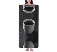 ZAQXSWCDEV Coffee On The Table - Asciugamano da bagno in velluto corallo, ultra morbido e assorbente, per casa, viaggi, spiaggia e piscina, leggero e felpato con design delicato sulla pelle