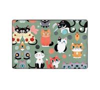 ZAQXSWCDEV Lovely Cartoon Cats - Tappeto di lusso, 152,4 x 99,1 cm, stampa su un solo lato, morbido tessuto di flanella, memory foam ad alta densità, base antiscivolo e resistente