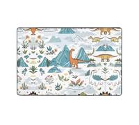 ZAQXSWCDEV Tappeto di lusso con dinosauro che cammina, 152,4 x 99,1 cm, stampa su un solo lato, morbido tessuto di flanella, memory foam ad alta densità, base antiscivolo e resistente