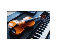 ZAQXSWCDEV Tappeto di lusso per pianoforte e violino, 152,4 x 99,1 cm, stampa su un solo lato, morbido tessuto di flanella, memory foam ad alta densità, base antiscivolo e resistente