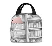 ZAQXSWCDEV Una libreria piena di libri borsa per il pranzo alla moda con stampa completa - realizzata in tessuto Oxford ad alta densità e foglio di alluminio spesso, impermeabile e durevole, adatta