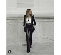 Zara Nero Lustrini Pantaloni Taglia Piccolo Ref 2731 255