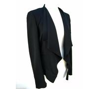 Zara Nuovo Donna Blazer A Cascata Nero Giacca Taglia Media RRP £79.99