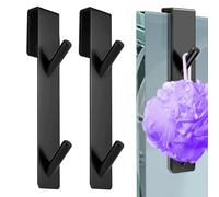 ZARADU 2 Pezzi Gancio Accappatoio Doccia,Gancio Doccia,Appendi Accappatoio Doccia,Porta Accappatoio Da Doccia Senza Foratura,Per Appendere Utensili Da Doccia, Asciugamani, Accappatoi (Nero)