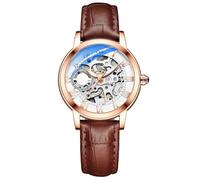 ZARAHCBOTML Orologio meccanico casual cavo luminoso impermeabile completamente automatico con cinturino in pelle, adatto come regalo for le donne watch