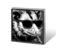 Zarigüeya con gafas de sol oscuras, broches y alfileres unisex, insignia de solapa cuadrada y ligera, joyería para ropa, chal o sombrero.