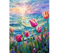 Zariocy 5D Diamond Painting Kits Tulipani, DIY Dipingere Con Diamante ArteFiori di Mare Cristallo Diamante Ricamo Pitture Artigianali Per Casa Ufficio Parete Decorazione 30x40 cm
