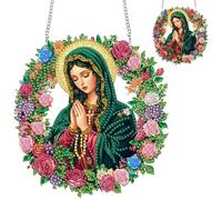 Zariocy Hanging Diamond Painting Pendant Ornament Beata Vergine Maria Diamante Arte Ciondolo kit per gli Adulti, fai da te Ciondoli Casa Giardino Appendere Decorazione 20x20 cm