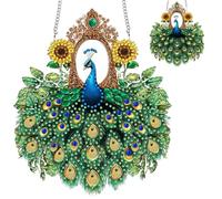 Zariocy Hanging Diamond Painting Pendant Ornament Pavone Girasole Diamante Arte Ciondolo kit per gli Adulti, fai da te Animale Ciondoli Casa Giardino Appendere Decorazione 20x20 cm