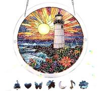 Zariocy LeuchtturmAcrylic Puzzle acchiappasole - Ciondolo per finestra in vetro colorato - Suncatcher decorazione per la casa - 83 pezzi puzzle e ciondoli set di mamma e moglie, zia 18 x 18 cm-73