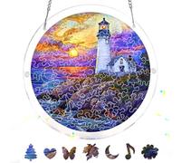 Zariocy LeuchtturmAcrylic Puzzle acchiappasole - Ciondolo per finestra in vetro colorato - Suncatcher decorazione per la casa - 83 pezzi puzzle e ciondoli set di mamma e moglie, zia 18 x 18 cm-74