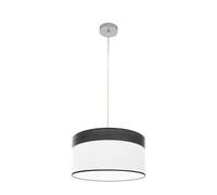 Zarivy Ciondolo Cloe 1xe27 dal design contemporaneo in cromo e bianco, combinato con legno nero. Dimensioni: 40 x 40 cm, ideale per dare un tocco moderno al tuo arredamento.