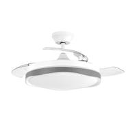 Zarivy Ventilatore DC Blondi in bianco e grigio, con 3 pale e 7200 lm. Dispone di 6 velocità e temperature di luce regolabili: 3000K, 4500K, 6000K. Include telecomando e funzione memoria.
