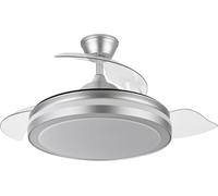 Zarivy Ventilatore DC Sparta 72 W in elegante argento, con 6120 lumen, angolo di 110°, tre pale e temperatura di colore regolabile (3000 K, 4000 K, 6000 K), con telecomando con memoria.