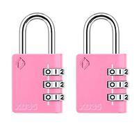 ZARKER XD35 - Lucchetto a combinazione a 3 cifre, piccolo e resistente, design diverso, colori vivaci e meccanismo di bloccaggio in metallo resistente, rosa, confezione da 2