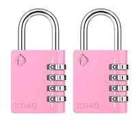 ZARKER XD40 Lucchetto con combinazione a 4 cifre piccolo e resistente per valigia, armadietto, palestra, cancello, capannone, cassetta degli attrezzi, porta con codice - Rosa 2 confezioni